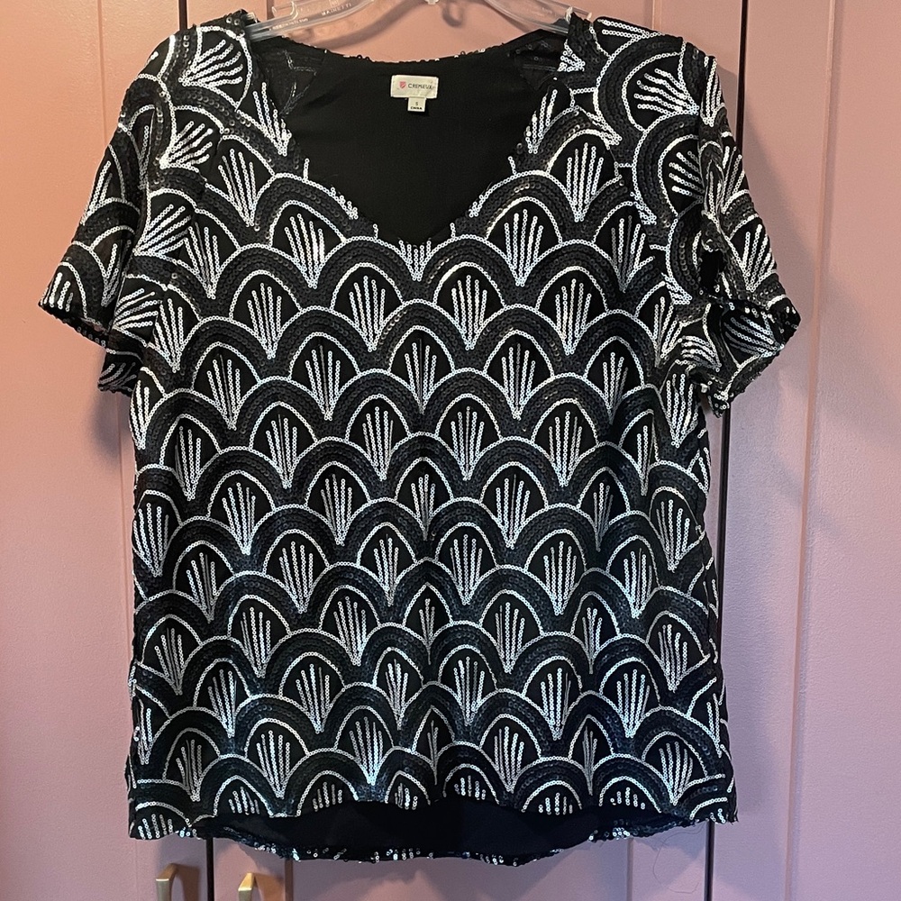 Cremieux sequins Short Sleeve Top